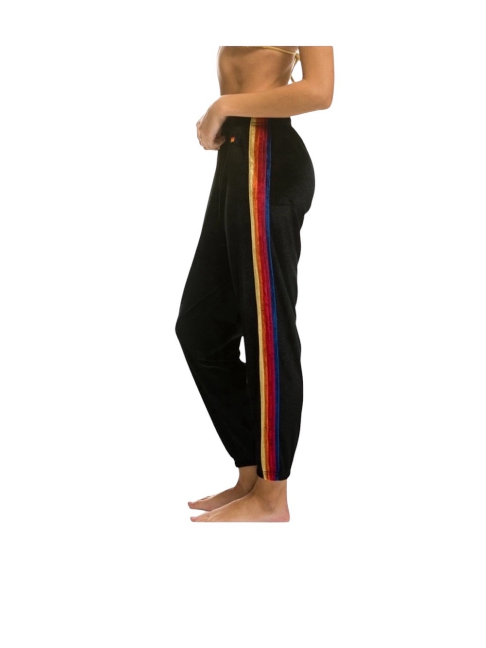 Aviator Nation Black Joggers with velvet 5 stripe